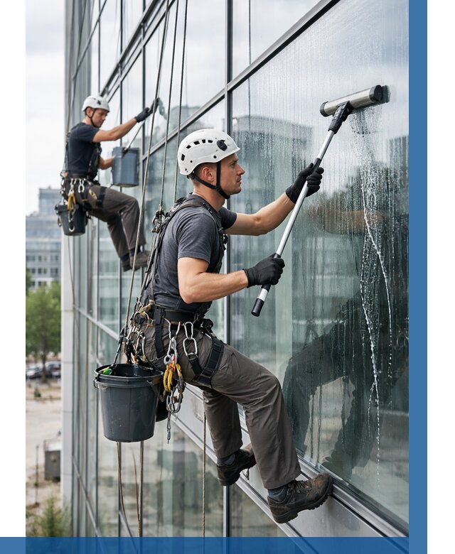 Мойка витражей альпинистами в Сосногорске от 722 р. под ключ|ВЫСОТНИК-Сно