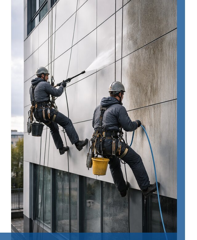 Мойка фасада из композита в Сосногорске по цене от 309 р. | ВЫСОТНИК-Сно