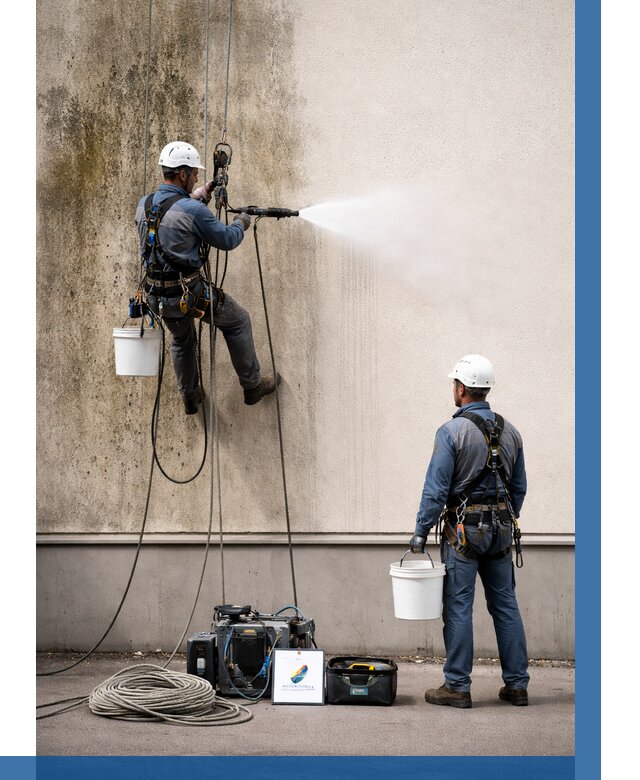 Очистка фасада от плесени в Сосногорске от 309 р. | ВЫСОТНИК-Сно