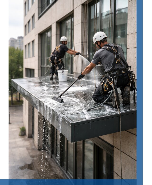 Мойка козырьков и навесов в Сосногорске от 3611 р. | ВЫСОТНИК-Сно