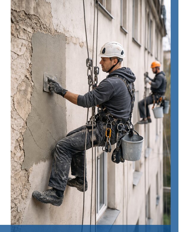 Восстановление штукатурки фасада в Сосногорске от 1238 р. | ВЫСОТНИК-Сно