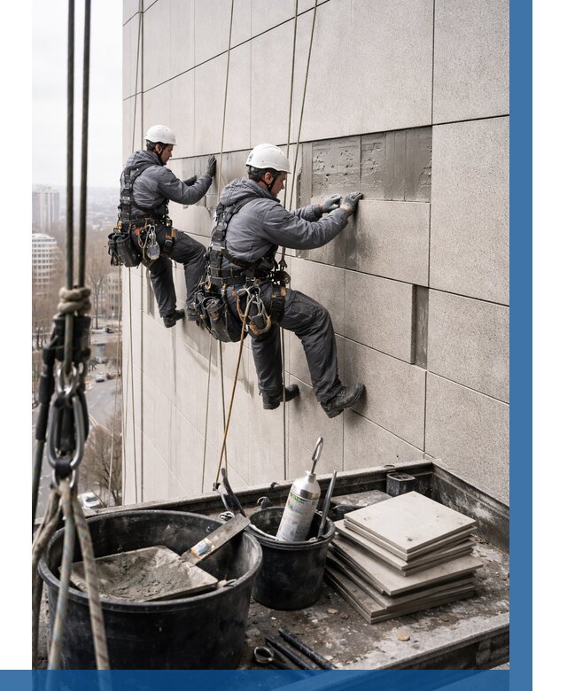 Ремонт фасада из керамогранита в Сосногорске от 2579 р. | ВЫСОТНИК-Сно