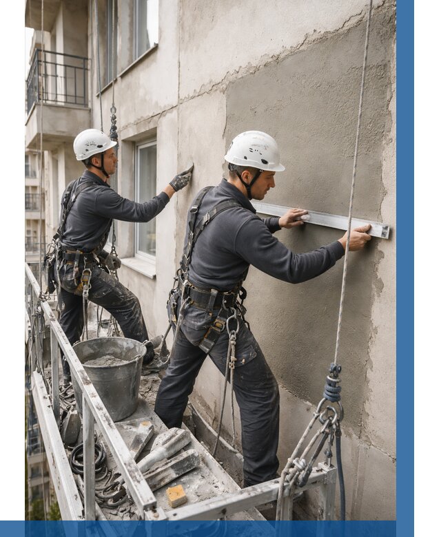 Штукатурка фасада на высоте в Сосногорске от 928 р. | ВЫСОТНИК-Сно