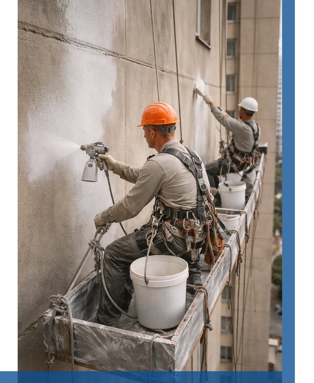 Грунтовка фасада на высоте в Сосногорске от 124 р. | ВЫСОТНИК-Сно