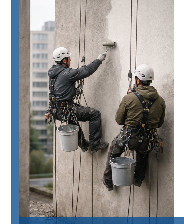 Покраска фасадов высотными альпинистами в Сосногорске с гарантией