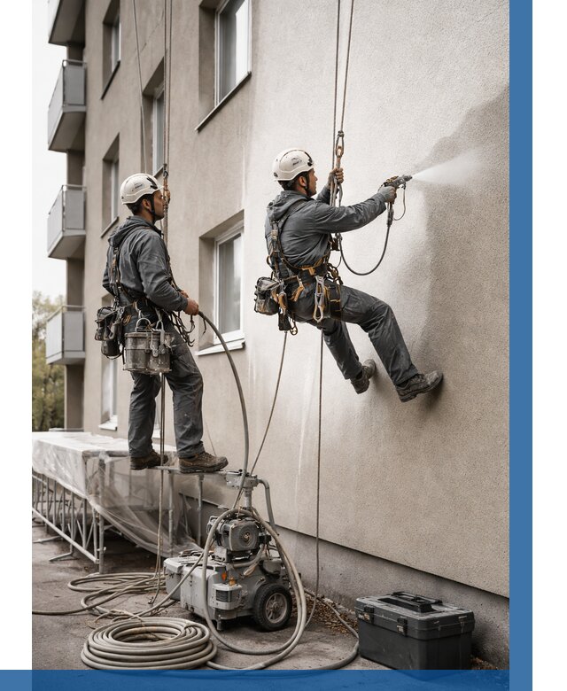 Безвоздушная покраска фасада в Сосногорске от 227 р/м² | ВЫСОТНИК-Сно