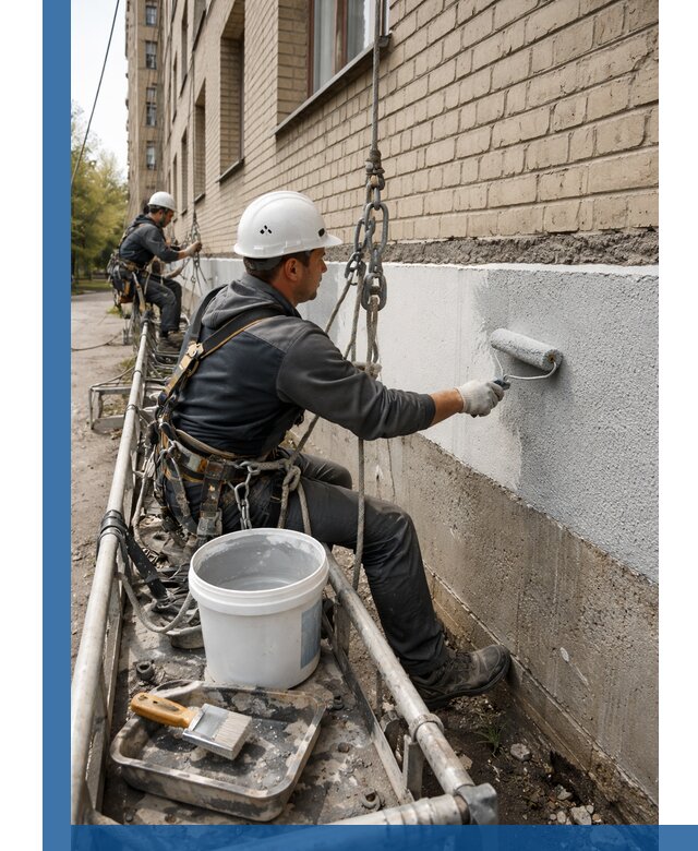 Окраска цоколя здания в Сосногорске профессионально и надежно