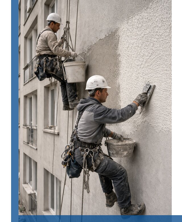 Нанесение декоративной штукатурки короед на фасад в Сосногорске