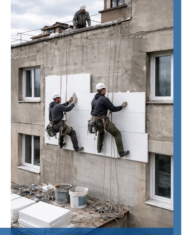 Утепление фасада пенополистиролом в Сосногорске от 1857 р. | ВЫСОТНИК-Сно