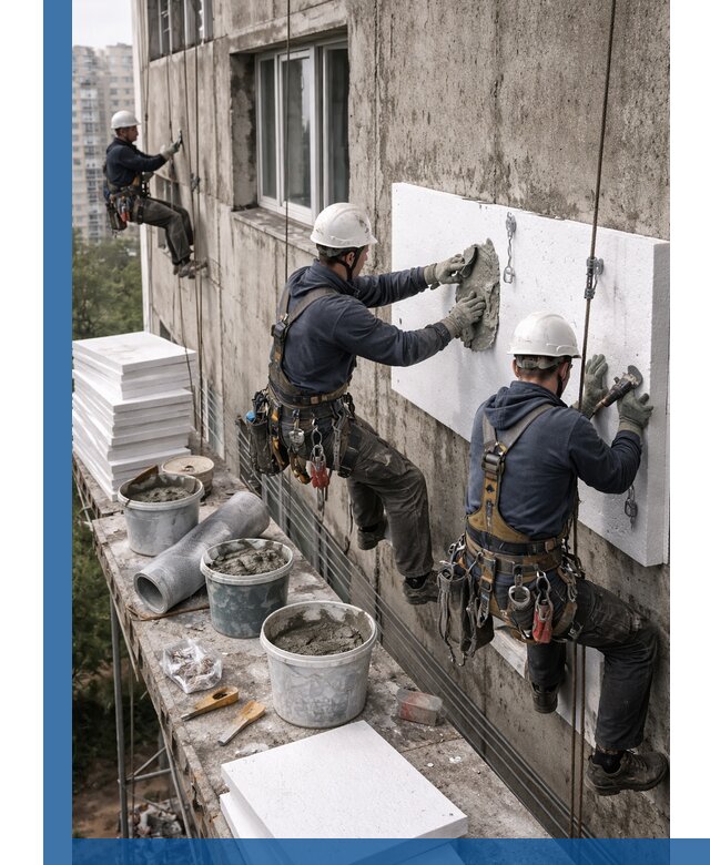 Утепление фасада пенополистиролом в Сосногорске под ключ