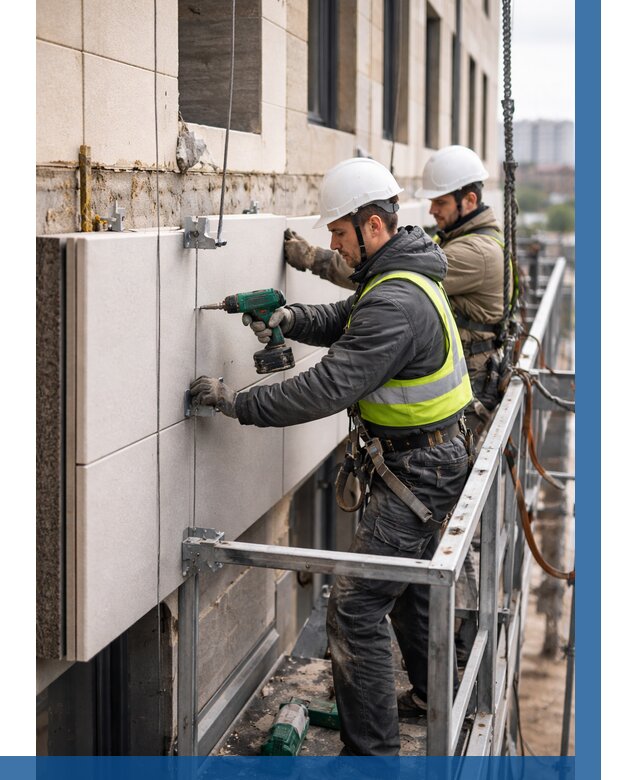 Монтаж фасадных термопанелей в Сосногорске от 1547 р. | ВЫСОТНИК-Сно