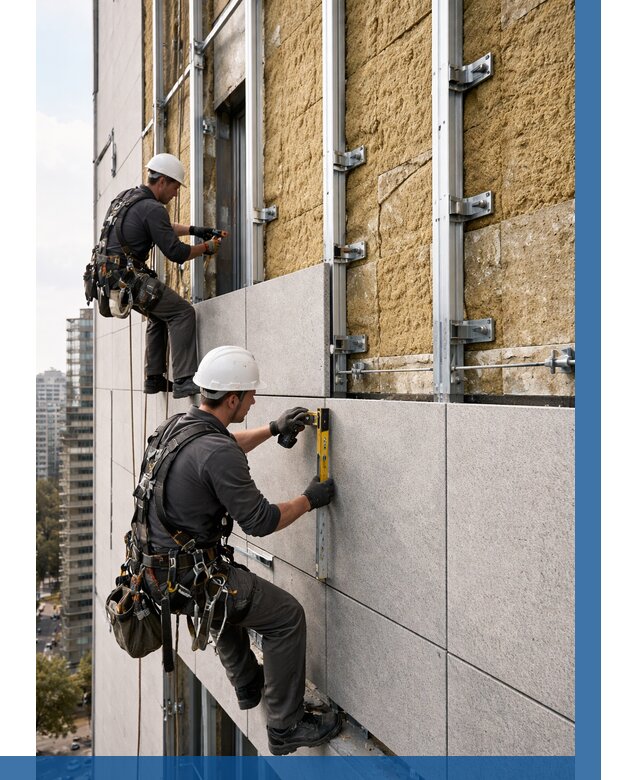 Монтаж вентилируемого фасада в Сосногорске от 3611 р. | ВЫСОТНИК-Сно