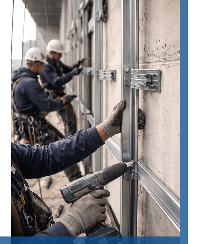 Монтаж подсистемы вентфасада в Сосногорске от 877 р. | ВЫСОТНИК-Сно