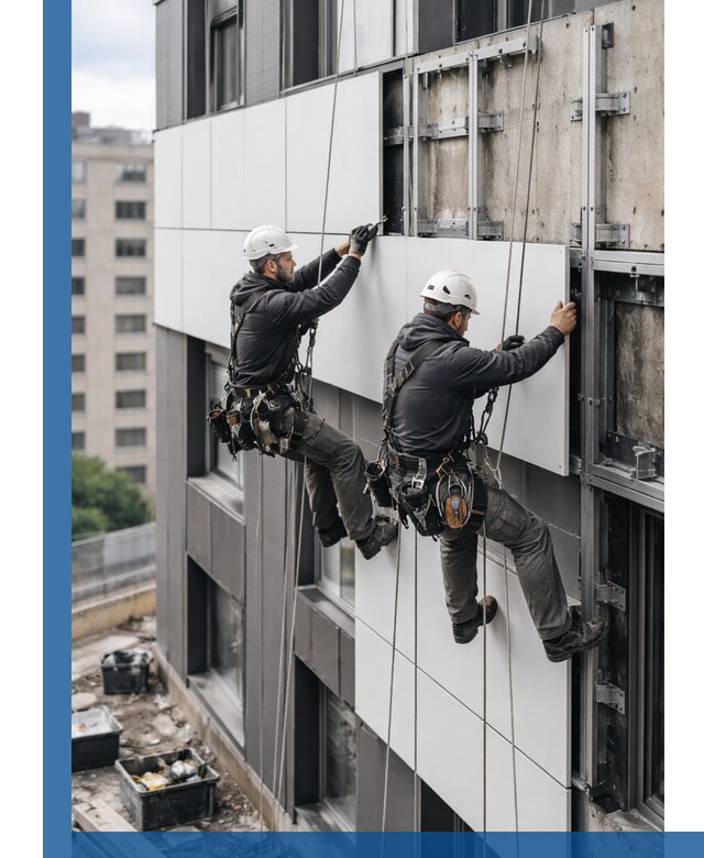 Монтаж композитных панелей фасада в Сосногорске под ключ