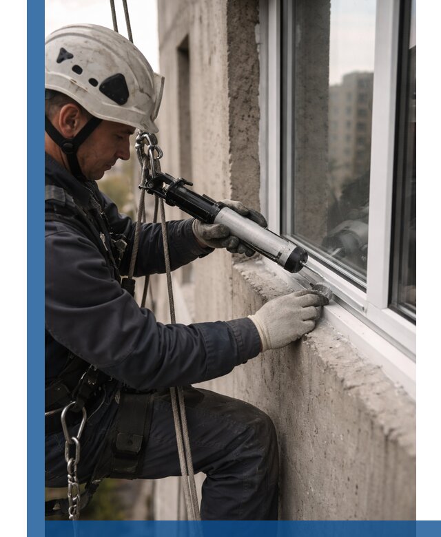 Герметизация оконных швов снаружи в Сосногорске профессионально