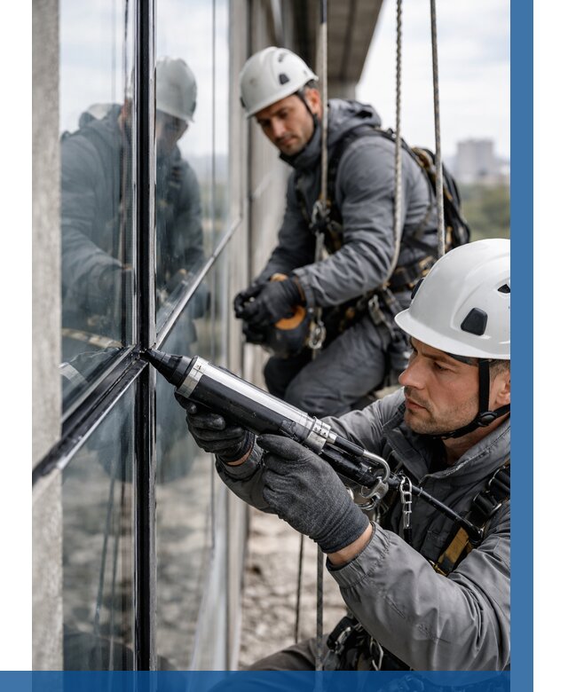 Герметизация витражных швов в Сосногорске от 671 р. | ВЫСОТНИК-Сно