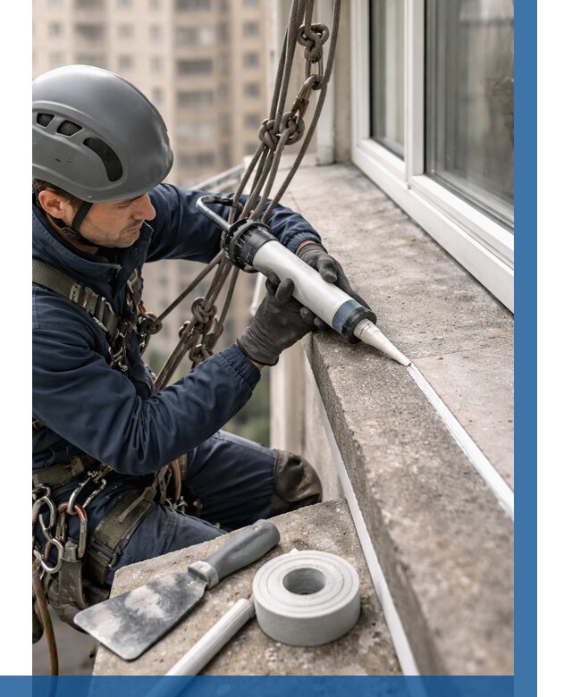 Герметизация балконного козырька в Сосногорске от 4642 р. | ВЫСОТНИК-Сно