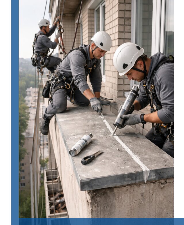 Герметизация балконного козырька в Сосногорске профессионально