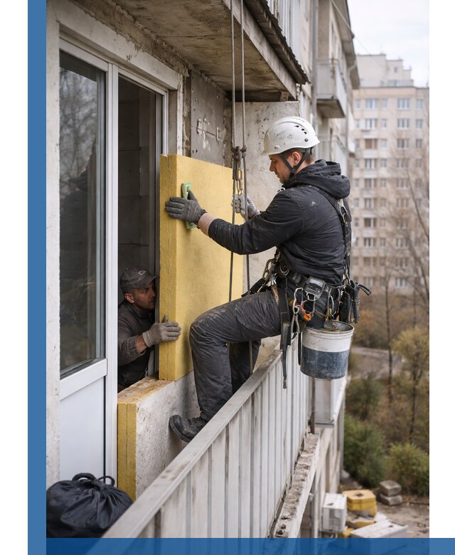 Профессиональное утепление балкона снаружи в Сосногорске под ключ