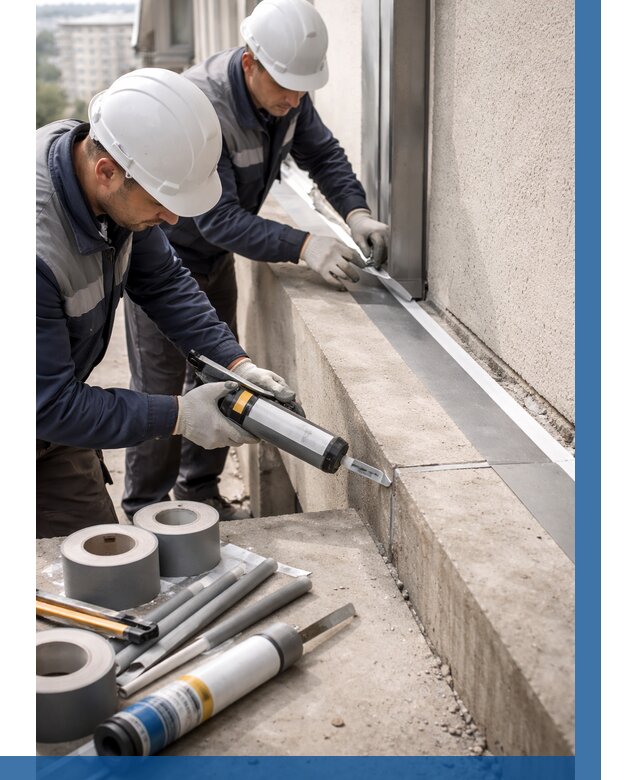 Герметизация примыкания балкона в Сосногорске от 4642 р. | ВЫСОТНИК-Сно