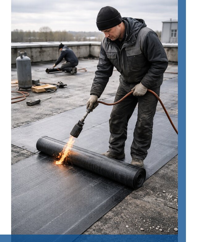 Ремонт наплавляемой кровли в Сосногорске от 722 р. | ВЫСОТНИК-Сно