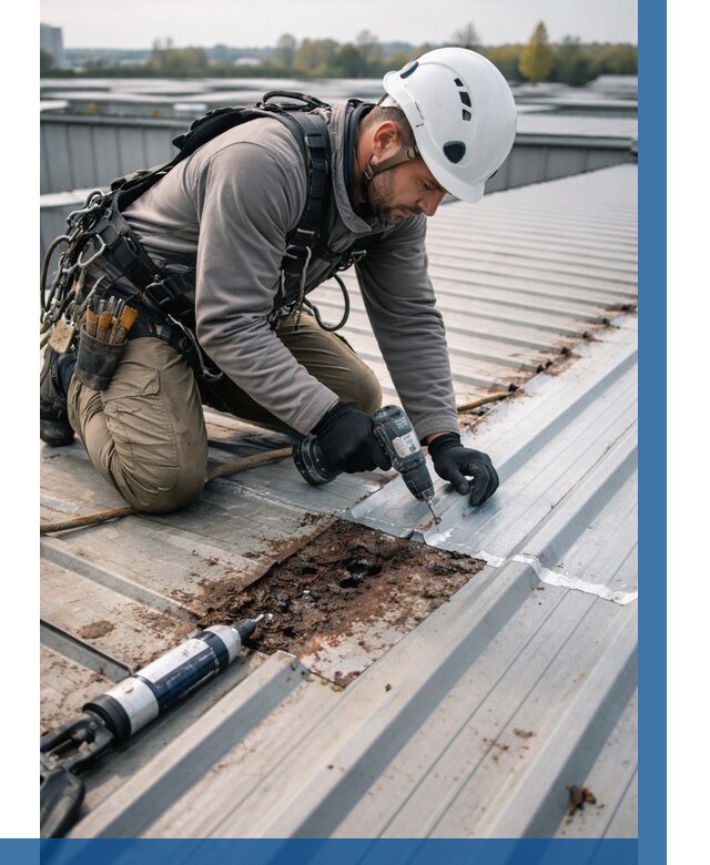 Ремонт профнастила на кровле в Сосногорске от 722 р. | ВЫСОТНИК-Сно