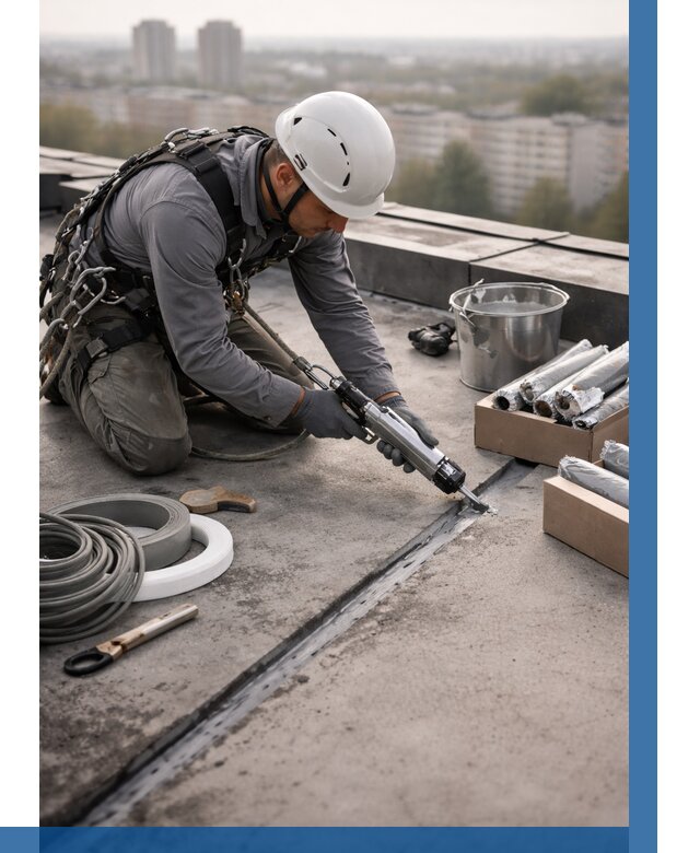 Герметизация швов кровли в Сосногорске от 464 р./м2 | ВЫСОТНИК-Сно