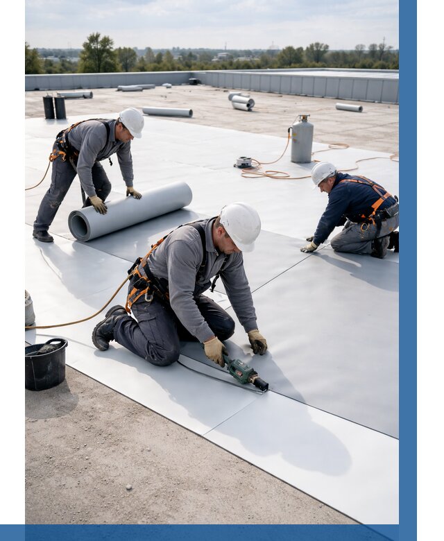 Монтаж мембранной кровли под ключ в Сосногорске от 1238 р. | ВЫСОТНИК-Сно