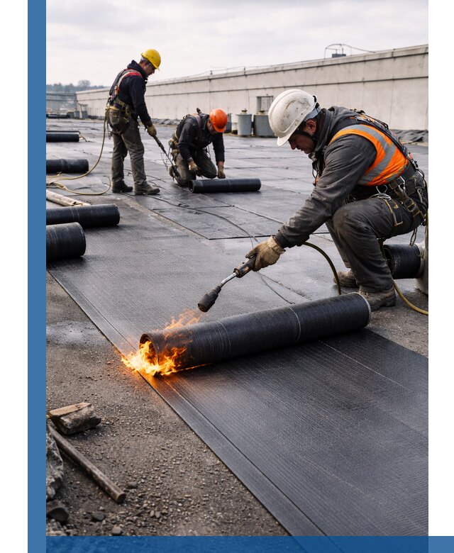 Монтаж наплавляемой кровли в Сосногорске профессионально