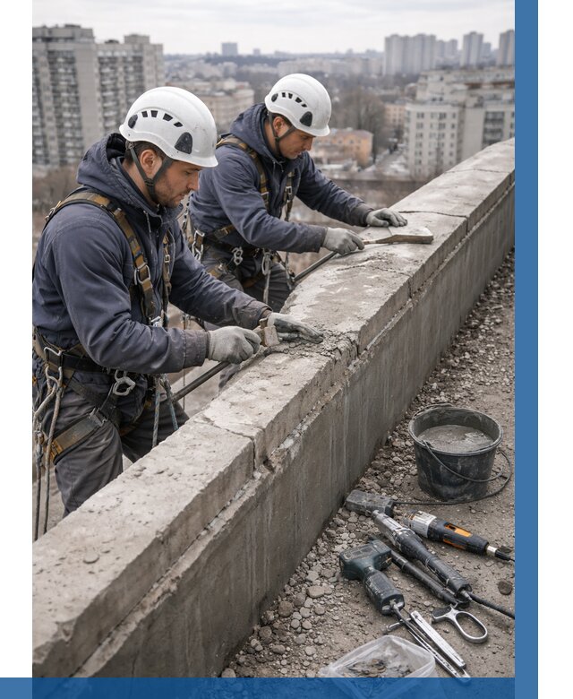 Ремонт парапета на кровле в Сосногорске от 1547 р. | ВЫСОТНИК-Сно