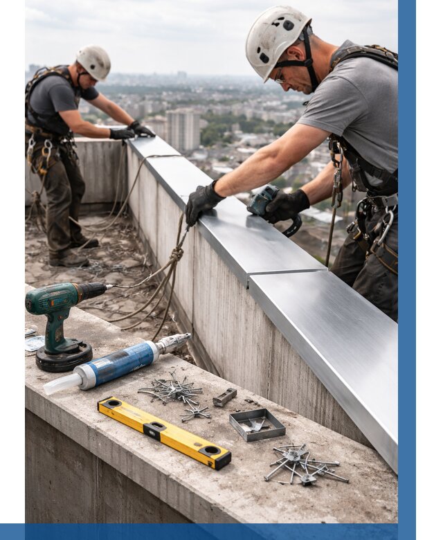 Монтаж парапетных крышек в Сосногорске от 825 р. | ВЫСОТНИК-Сно