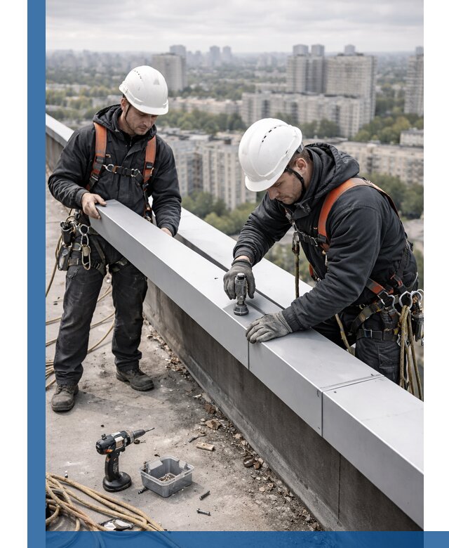 Монтаж парапетных крышек и ограждений кровли в Сосногорске