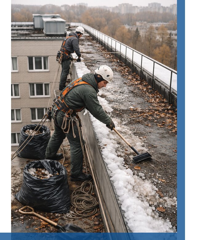 Очистка кровли по периметру в Сосногорске от 567 р. | ВЫСОТНИК-Сно