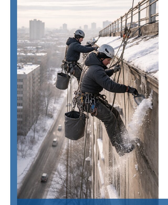 Очистка карнизов от снега в Сосногорске профессионально и безопасно
