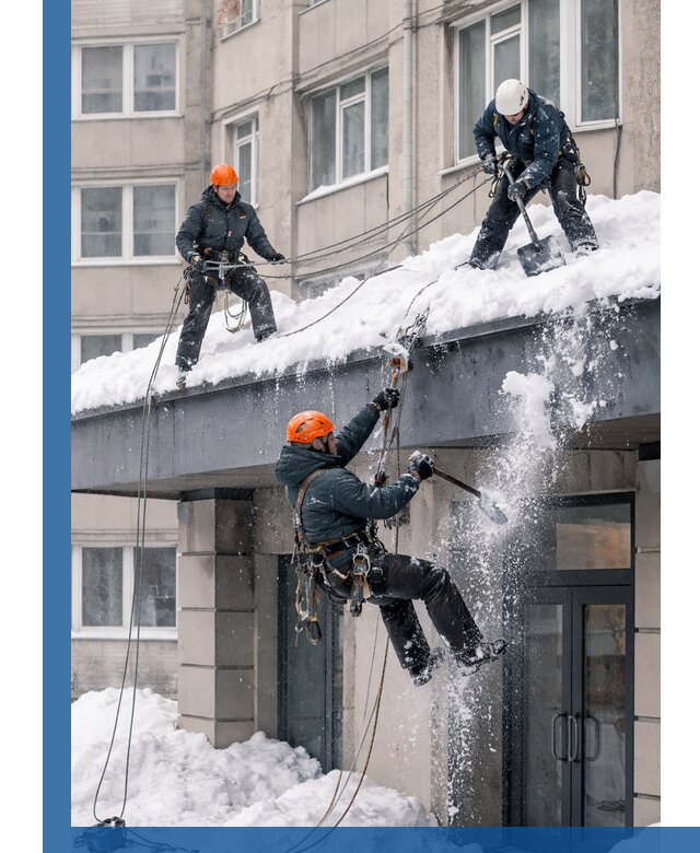 Безопасная очистка навесов от снега в Сосногорске круглогодично