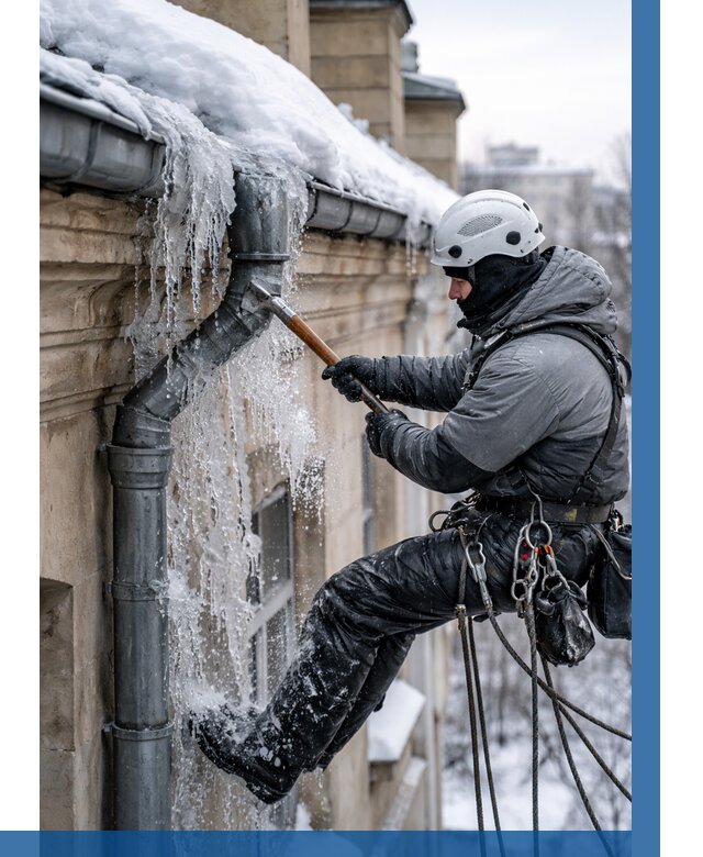 Очистка водостоков от льда в Сосногорске от 3611 р. | ВЫСОТНИК-Сно