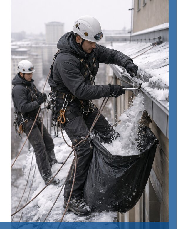 Аварийная очистка крыши в Сосногорске под ключ от 309 р. | ВЫСОТНИК-Сно