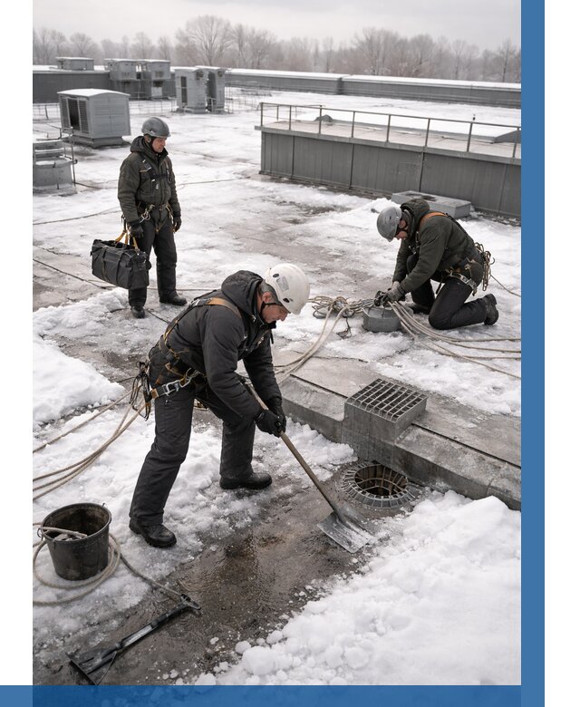 Абонентское обслуживание кровли зимой в Сосногорске от 8253 р. | ВЫСОТНИК-Сно