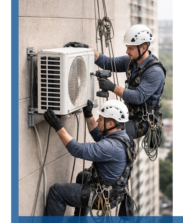 Монтаж внешнего блока кондиционера в Сосногорске установка и крепление