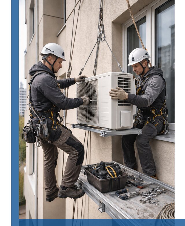 Перенос внешнего блока кондиционера в Сосногорске с монтажом и крепежом