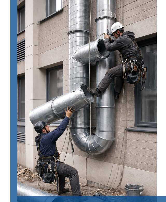 Монтаж фасадных воздуховодов в Сосногорске с герметизацией и крепежом