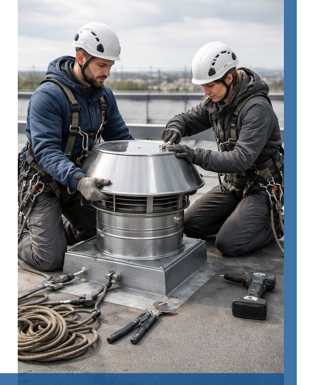 Установка дефлекторов на кровле в Сосногорске от 4642 р. | ВЫСОТНИК-Сно