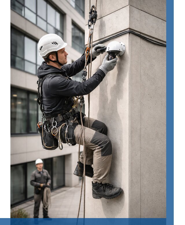 Монтаж камер видеонаблюдения на фасаде в Сосногорске от 8769 р.-ВЫСОТНИК-Сно