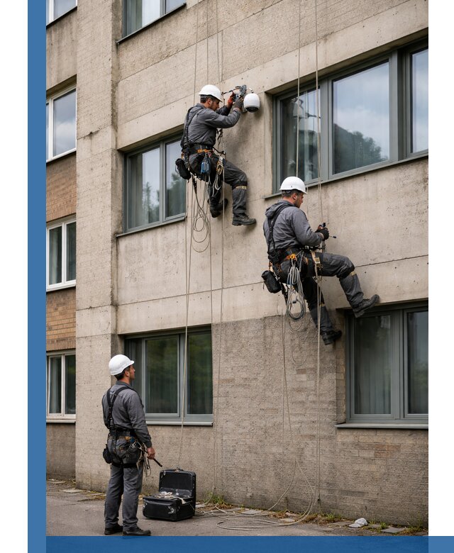 Монтаж фасадных камер видеонаблюдения в Сосногорске под ключ