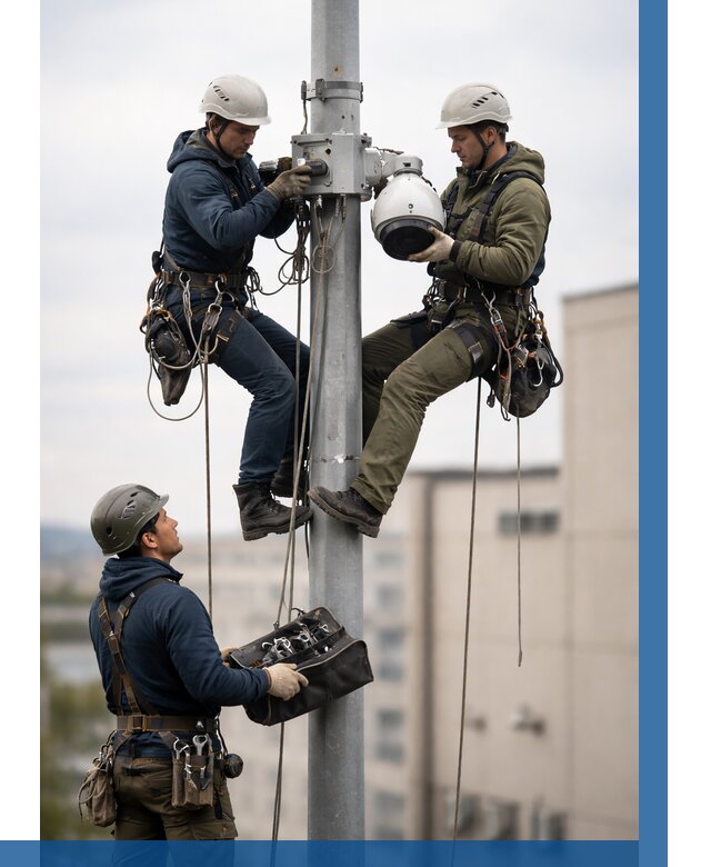 Установка видеокамер на мачте в Сосногорске от 8769 р. | ВЫСОТНИК-Сно