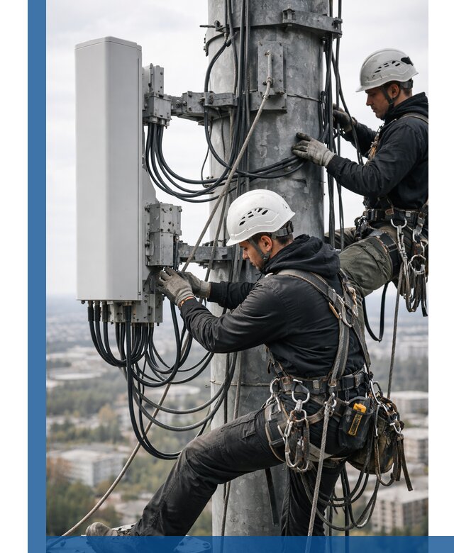 Монтаж оборудования связи на мачте в Сосногорске с пусконаладкой