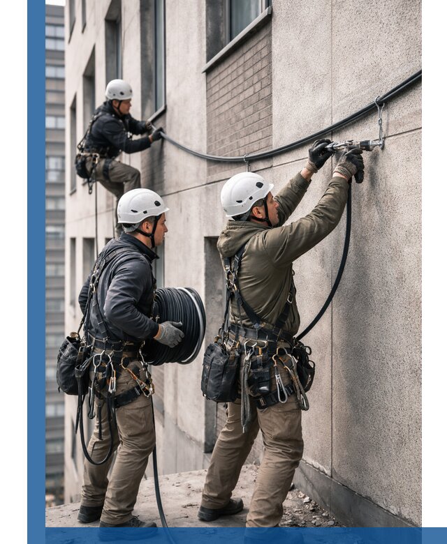 Прокладка кабеля по фасаду в Сосногорске, профессиональный монтаж