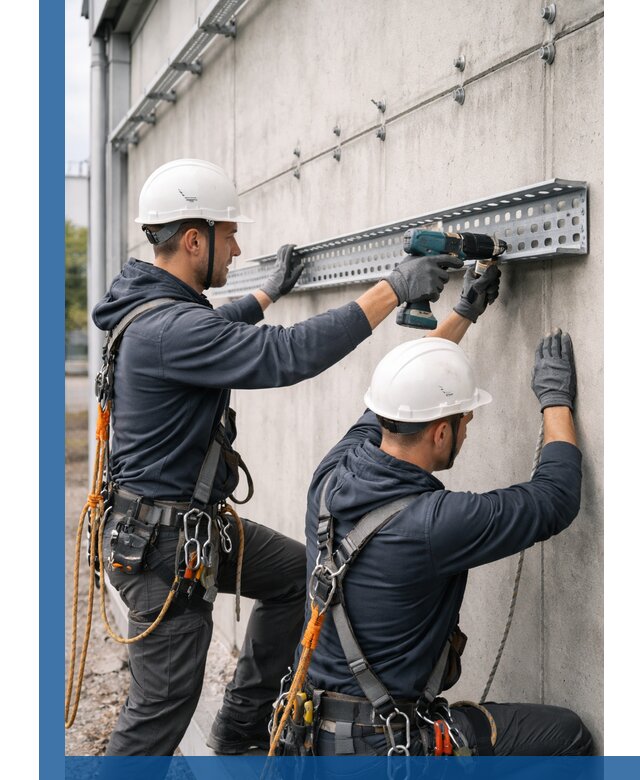 Монтаж кабельных лотков на фасаде зданий в Сосногорске с гарантией