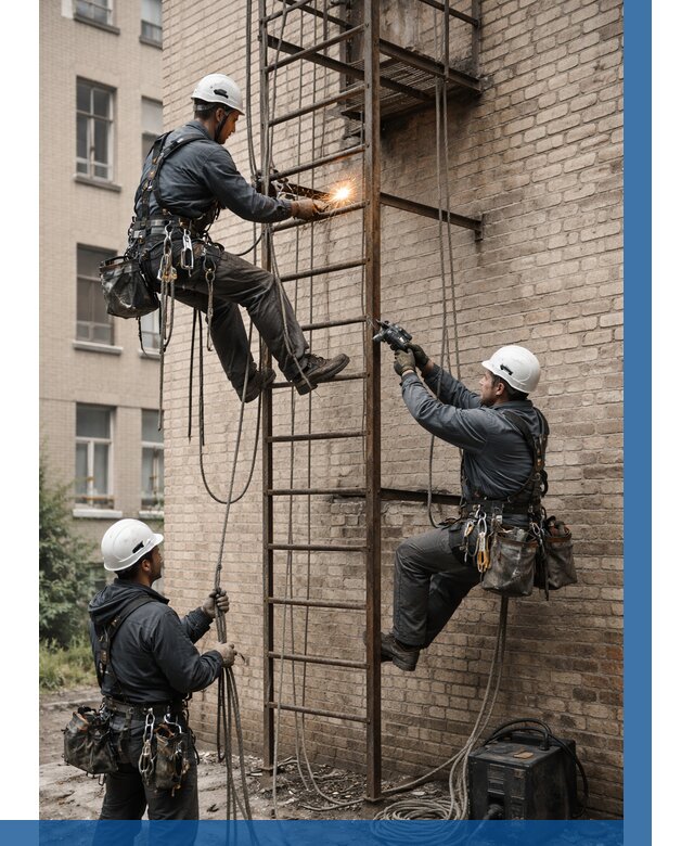 Ремонт пожарной лестницы в Сосногорске от 7737 р. | ВЫСОТНИК-Сно