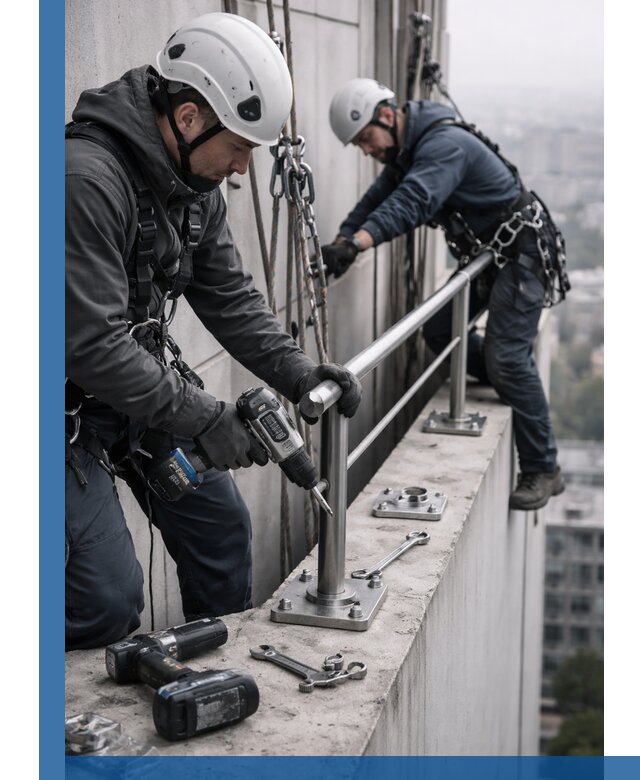 Монтаж перил на высоте в Сосногорске для жилых и промобъектов